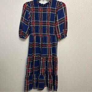 Sugarlips Plaid Midi Dress in Blue and Red